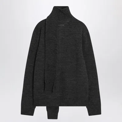 Mm6 Maison Margiela Mm6 By Maison Margiela Button-up Wool Cardigan With Shawl Collar In Black