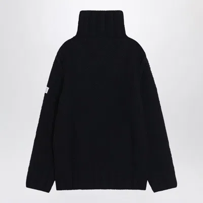 Mm6 Maison Margiela Mm6 By Maison Margiela Knitted Black Sweater With High Collar And Ribbed Finishes In Black