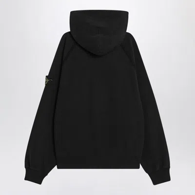 Stone Island Brushed Organic Cotton Fleece Oversized Fit Hoodie Clothing In Black