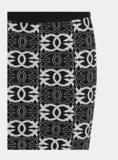 Pinko Elasticated-waistband Logo-patterned Skirt In Black