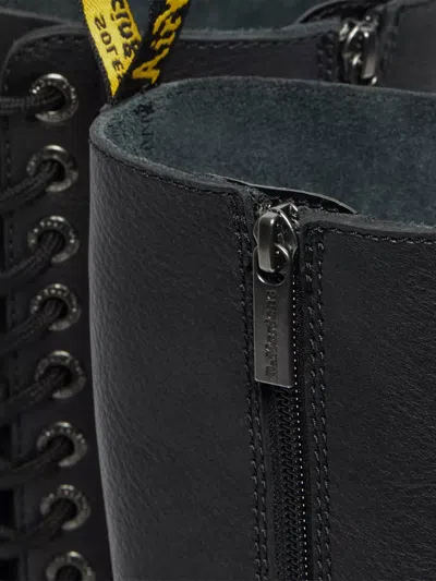 Dr. Martens Tall Black Leather Boots With Lace-up Design In Black