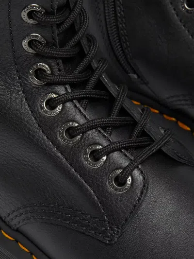 Dr. Martens Tall Black Leather Boots With Lace-up Design In Black