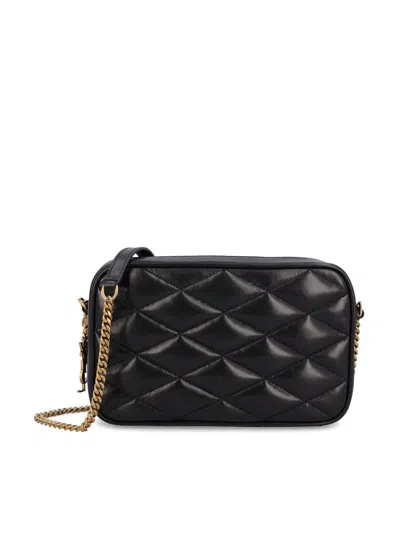 Saint Laurent Quilted Leather Camera Bag Small Leather Goods Black In Black