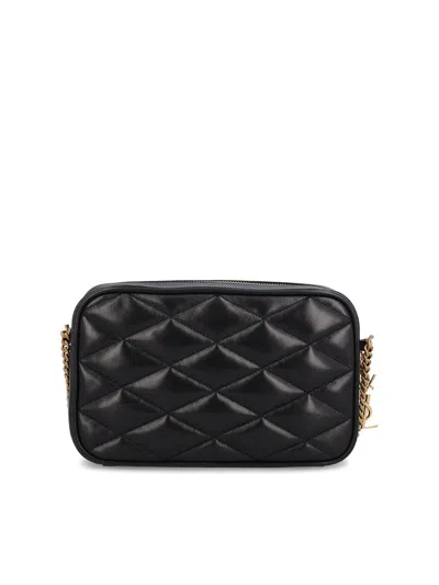 Saint Laurent Quilted Leather Camera Bag Small Leather Goods Black In Black