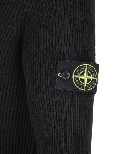Stone Island Blue Lightweight Rws Wool Turtleneck Sweater In Black