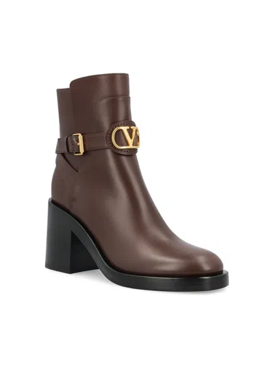 Valentino Bootie Vlogo Signature T. 70 Vitel In Brown