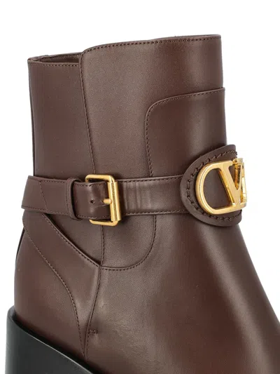Valentino Bootie Vlogo Signature T. 70 Vitel In Brown