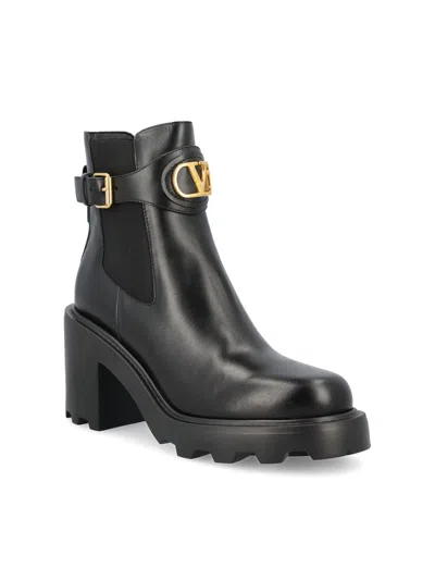 Valentino Garavani Vlogo Signature Ankle Boot In Calfskin 55mm Woman Black 40.5 In Black