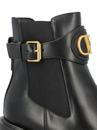 Valentino Garavani Vlogo Signature Ankle Boot In Calfskin 55mm Woman Black 40.5 In Black