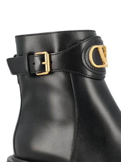 Valentino Garavani Vlogo Signature Ankle Boot In Calfskin 55mm Woman Black 40.5 In Black