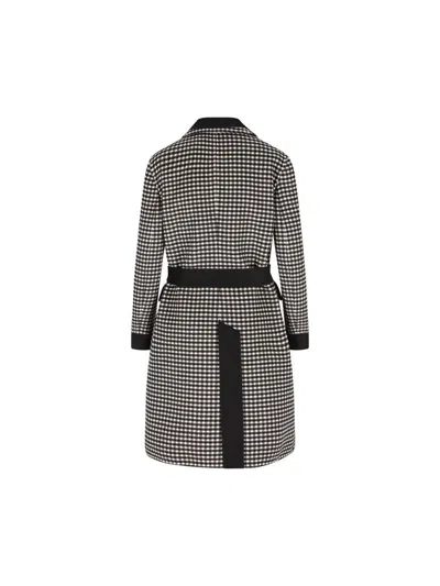 Valentino Womens Avorio Nero Gingham-pattern Wool And Cashmere-blend Coat In Black