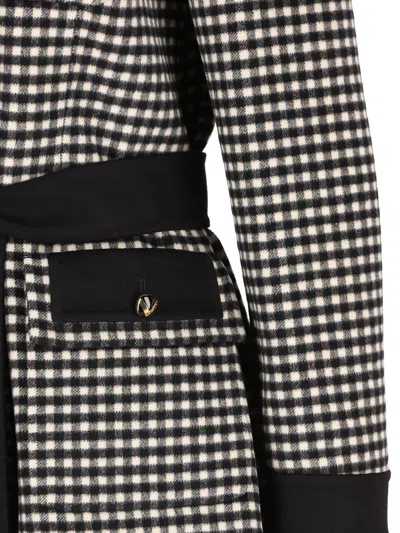 Valentino Womens Avorio Nero Gingham-pattern Wool And Cashmere-blend Coat In Black