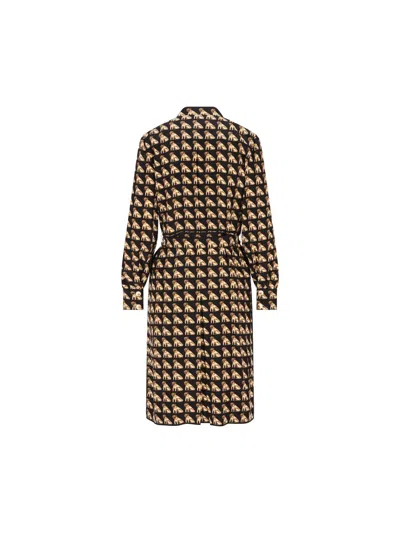 Valentino Womens Nero Multicolor Belted Printed Silk Midi Dress In Animal Print