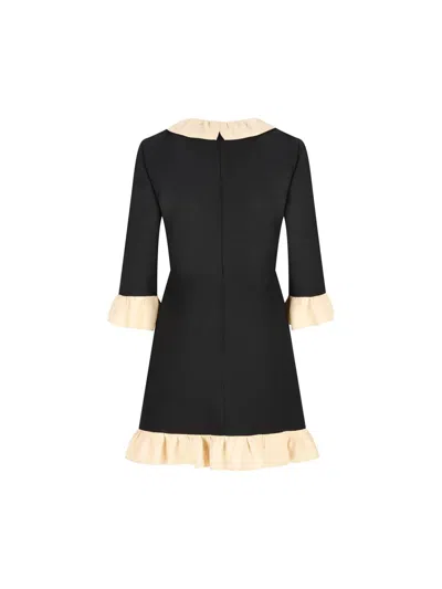 Valentino Womens Navy Betulla Ruffled V-neck Wool And Silk Midi Dress In Black