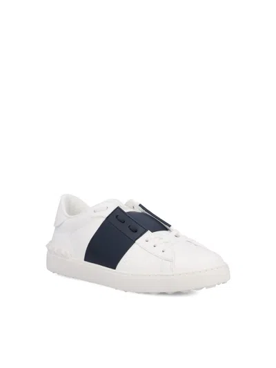 Valentino Open Sneaker With Contrasting Panel And Studded Heel In White