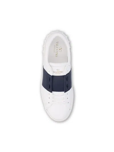 Valentino Open Sneaker With Contrasting Panel And Studded Heel In White