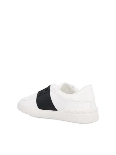 Valentino Open Sneaker With Contrasting Panel And Studded Heel In White