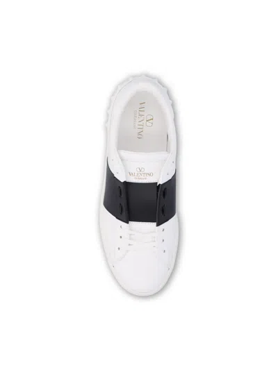 Valentino Open Sneaker With Contrasting Panel And Studded Heel In White