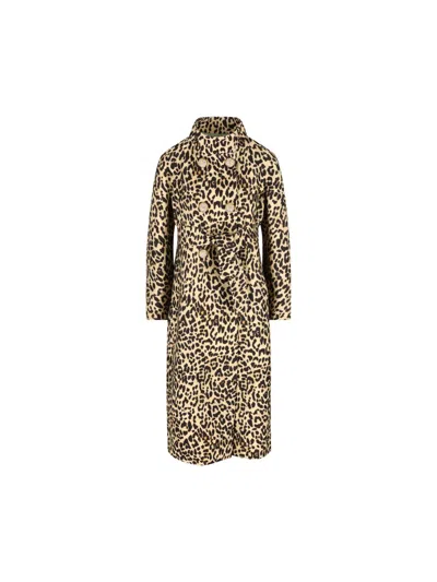Valentino Leopard Print Double Breasted Coat With Belt In Animal Print