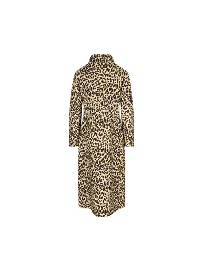 Valentino Leopard Print Double Breasted Coat With Belt In Animal Print
