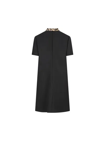 Valentino Womens Nero Animalier Embellished Long-sleeves Wool And Silk Midi Dress In Black