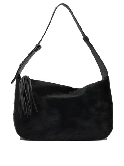 Giancarlo Nevola Black Calf Leather Shoulder Bag In Black