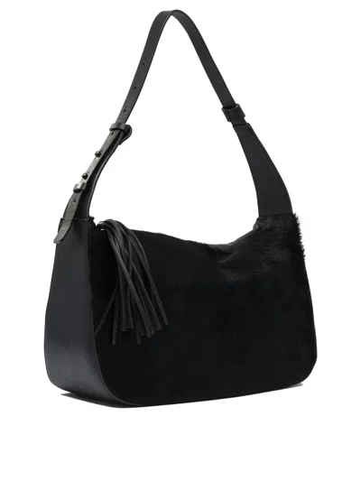 Giancarlo Nevola Black Calf Leather Shoulder Bag In Black