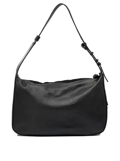 Giancarlo Nevola Black Calf Leather Shoulder Bag In Black