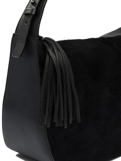 Giancarlo Nevola Black Calf Leather Shoulder Bag In Black