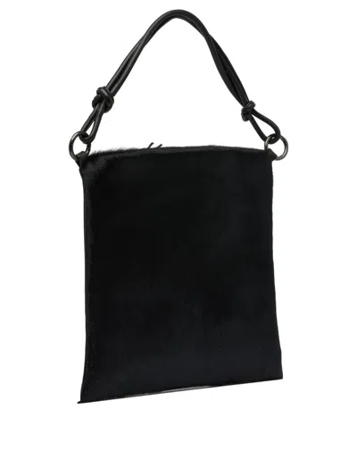 Giancarlo Nevola Bordeaux Calf Leather Shoulder Bag In Black