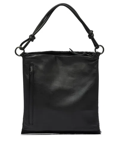 Giancarlo Nevola Bordeaux Calf Leather Shoulder Bag In Black