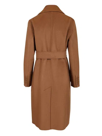 Max Mara Canneti Double Breasted Wool-cachemere Double Drap Long Coat Coats Brown In Brown