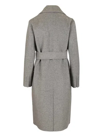 Max Mara Canneti Double Breasted Wool-cachemere Double Drap Long Coat Coats Grey In Gray