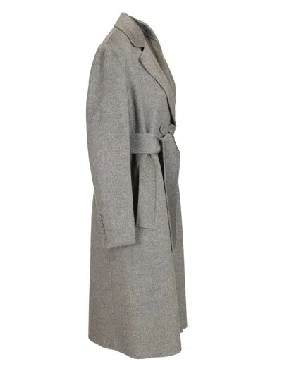 Max Mara Canneti Double Breasted Wool-cachemere Double Drap Long Coat Coats Grey In Gray