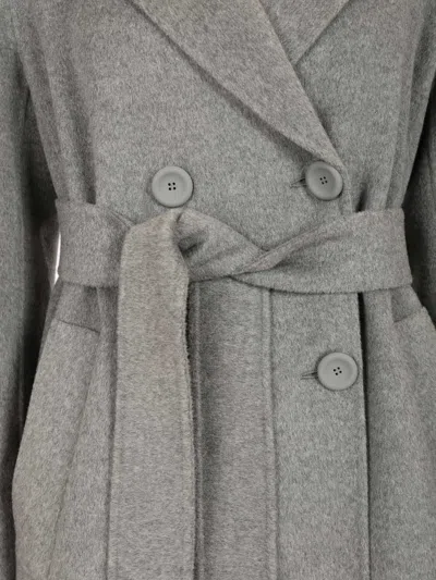 Max Mara Canneti Double Breasted Wool-cachemere Double Drap Long Coat Coats Grey In Gray