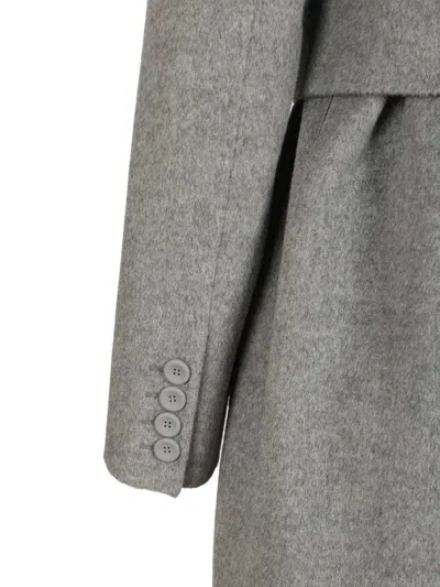 Max Mara Canneti Double Breasted Wool-cachemere Double Drap Long Coat Coats Grey In Gray