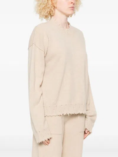 Uma Wang Cashmere Sweater With Fringed Hem In Neutral