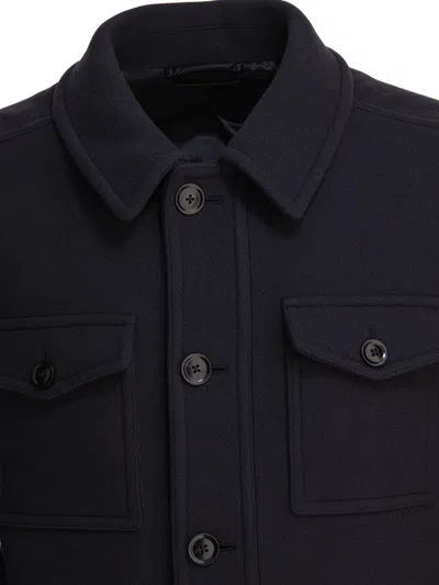 Tom Ford Wool Jacket With Flap Pockets And Long Sleeves In Black