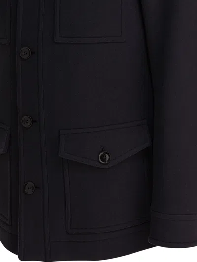 Tom Ford Wool Jacket With Flap Pockets And Long Sleeves In Black