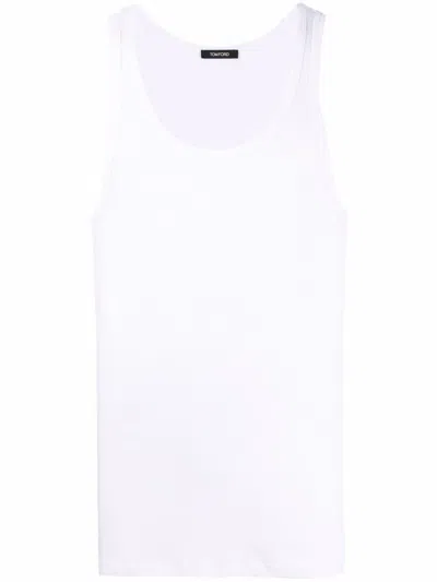 Tom Ford Man White Tank Tops In Gray