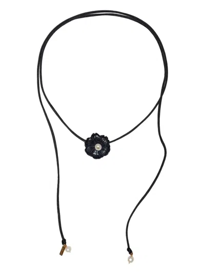 Labelled Jewellery Flower-embellished Necklace In Black