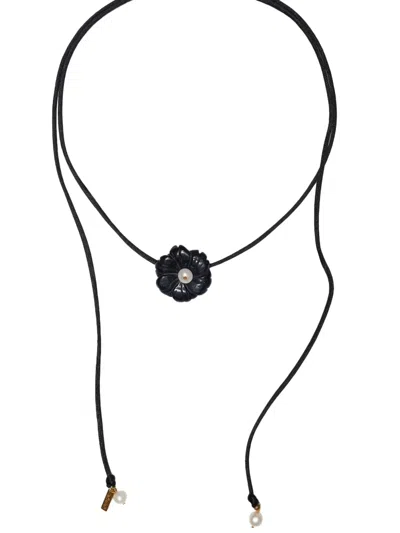 Labelled Jewellery Flower-embellished Necklace In Black