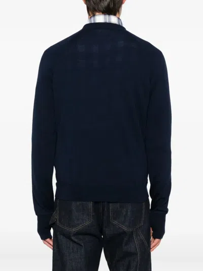 Eleventy Ribbed Crewneck Raglan Sweater With Long Sleeves In Blue