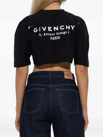 Givenchy Cropped Fit T-shirt In Cotton With Stamp Print Clothing In Black