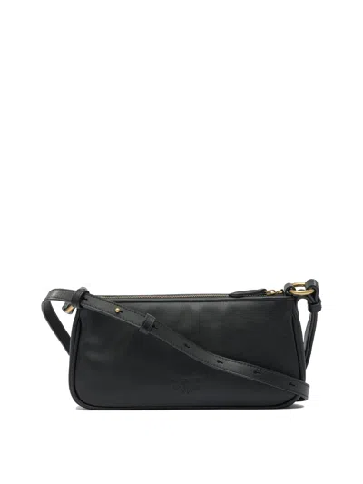 Pinko Leather Mini Baguette Bag In Black