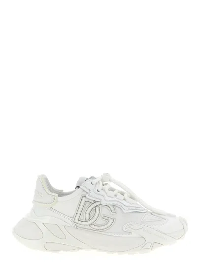 Dolce & Gabbana Accelerate Fabric Sneakers Leather Inserts In White