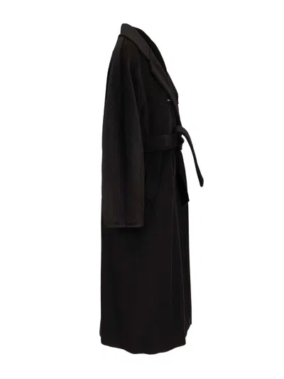 Max Mara Double-breasted Coat With Belt Coats Blue In Black