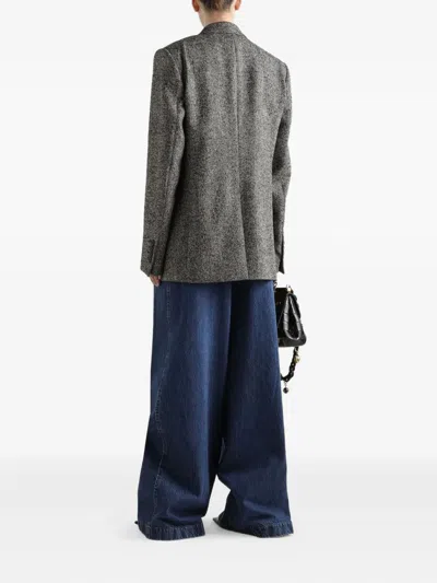 Dolce & Gabbana Double-breasted Herringbone Jacket With Animal Print Lining Clothing