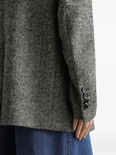 Dolce & Gabbana Double-breasted Herringbone Jacket With Animal Print Lining Clothing
