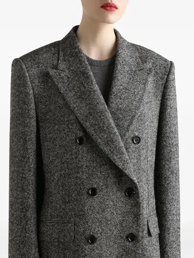 Dolce & Gabbana Double-breasted Herringbone Jacket With Animal Print Lining Clothing